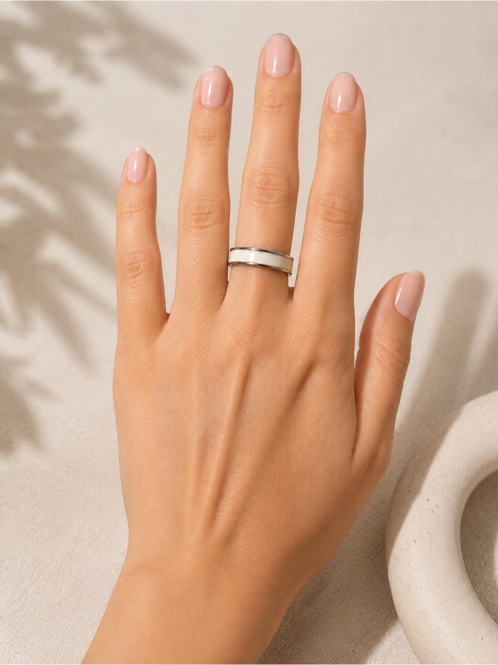 Lia Sophia Ivory Enamel Band Ring Size 7